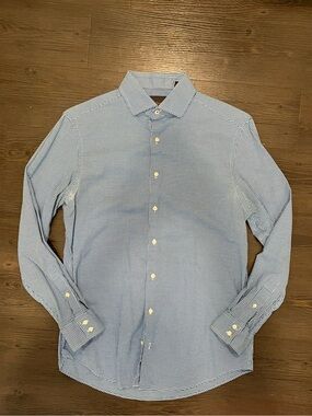 Ben Sherman Blue Gingham Check Button Down Shirt Men's Size M Long Sleeve
